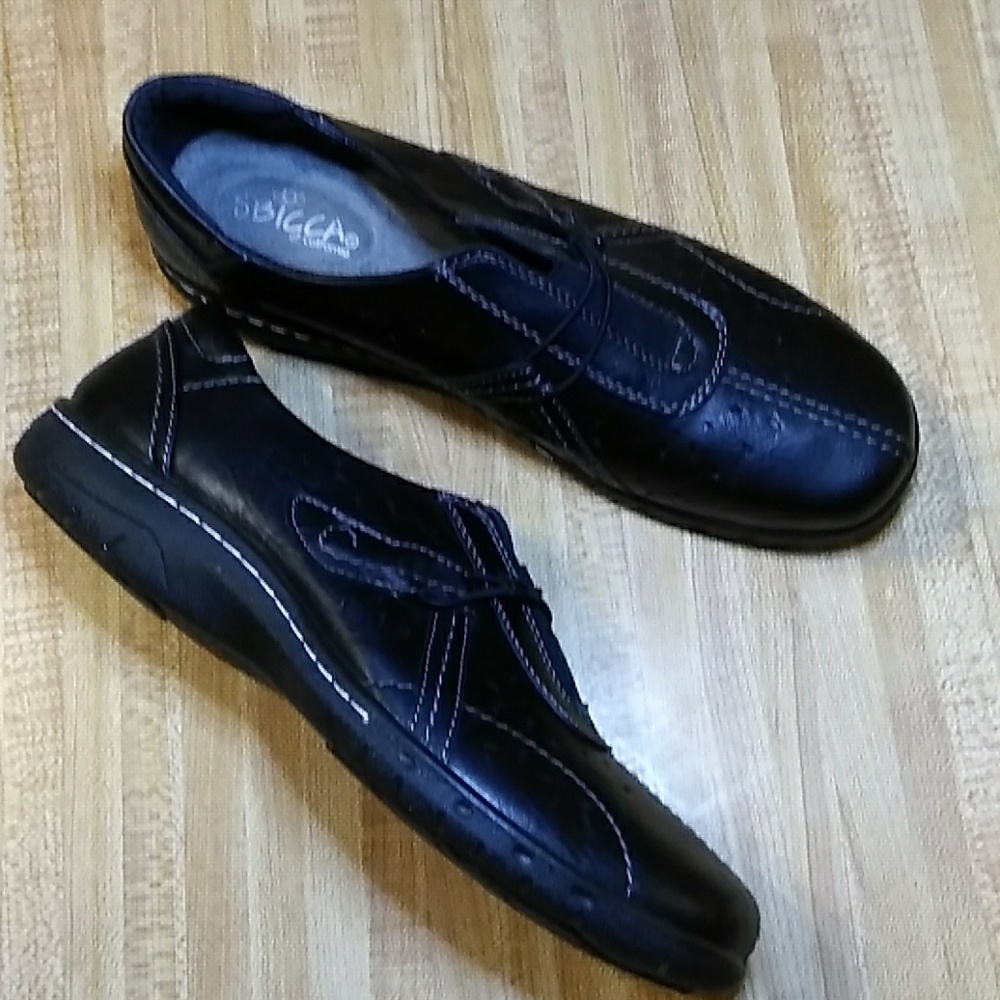 SBicca Loafers Comfort Shoes Black Leather Sz 9W